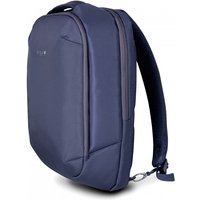 Navy nylon Urban Factory Workee backpack with sleek design, padded straps, and front zip pocket for 13/14” laptops.