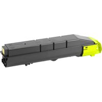 Black and yellow Utax toner cartridge, rectangular with a bright yellow end cap.