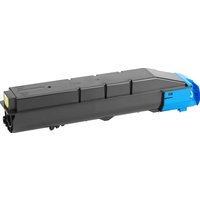 Black and blue Utax CK-5510C cyan toner cartridge for 7K pages, rectangular shape with a ridged top.