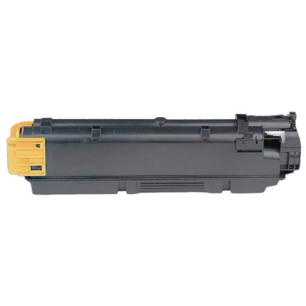 Yellow toner kit with a black casing, featuring a distinctive yellow end cap, designed for Utax printers, with a yield of 10,000 pages per ISO/IEC 19752 standards.