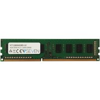 Green V7 4GB DDR3 PC3L-12800 1600MHz DIMM desktop memory module with black chips and gold connector edge.