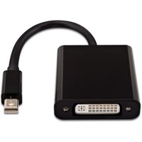 Black V7 video adapter with Mini DisplayPort male to DVI-D male connectors and short flexible cable.