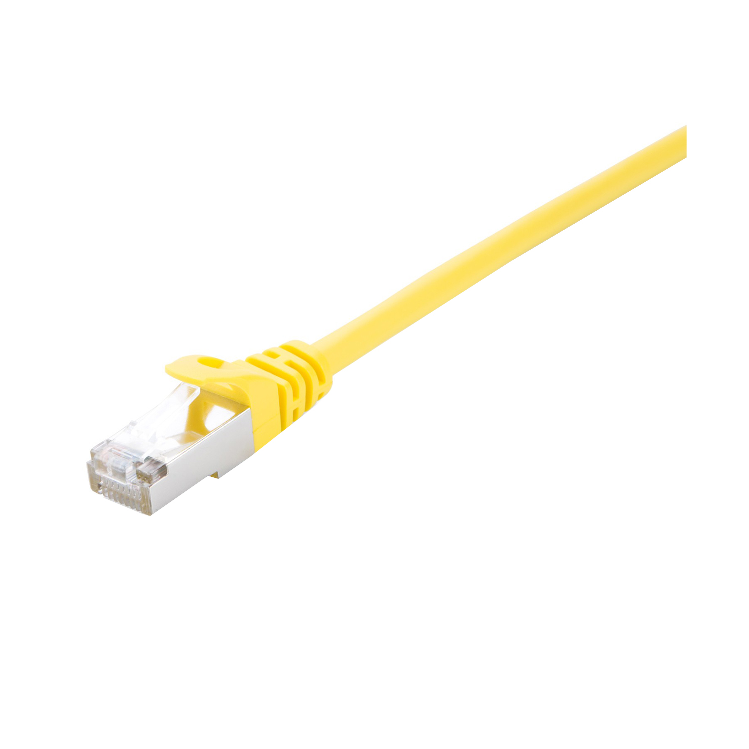 Yellow CAT6 Ethernet cable with shielded STP design, featuring a clear plastic connector and a sturdy, flexible cable body, measuring 3 meters in length.