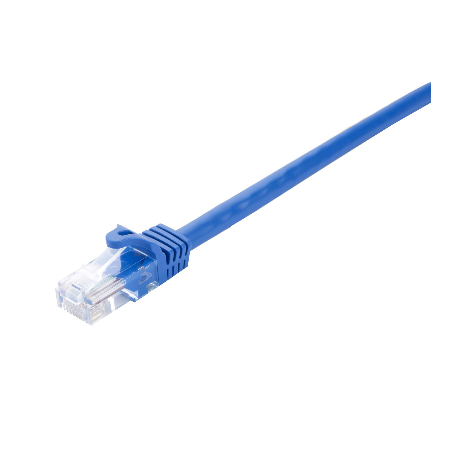 Blue CAT6 Ethernet UTP cable, 3 meters long, featuring a clear plastic connector with eight metal pins, designed for high-speed network connectivity.