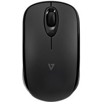 Black V7 MW150BT ambidextrous Bluetooth mouse with sleek design and central scroll wheel.
