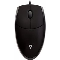 Black V7 Optical LED USB Mouse with scroll wheel and sleek design, featuring a subtle V7 logo on the top surface.