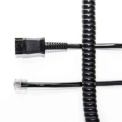 Black coiled cable with a rectangular connector on one end and a smaller, clear connector on the other, designed for connectivity.