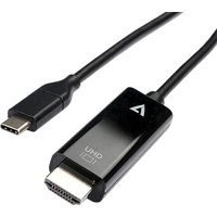 Black V7 USB Type-C to HDMI video cable adapter with UHD logo on connector.