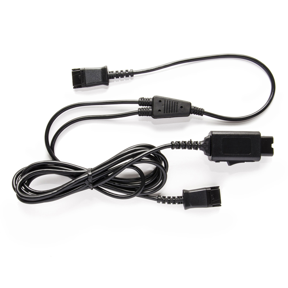 Black quick disconnect bottom lead cable with two connectors, featuring a flexible design and a central inline connector for compatibility with JPL BL-11+P-019 devices.