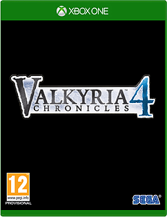 Valkyria Chronicles 4: Launch Edition for Xbox One features a green case with a prominent silver and blue title logo against a black background, marked with a 12 rating.