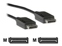 Black shielded DisplayPort cable, 2.00 meters long, featuring male connectors on both ends, designed for high-quality audio and video transmission.