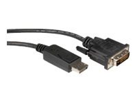 Black DisplayPort to DVI cable, 3 meters long, featuring a male DisplayPort connector and a male DVI connector with 24+1 pins, designed for high-quality video transmission.