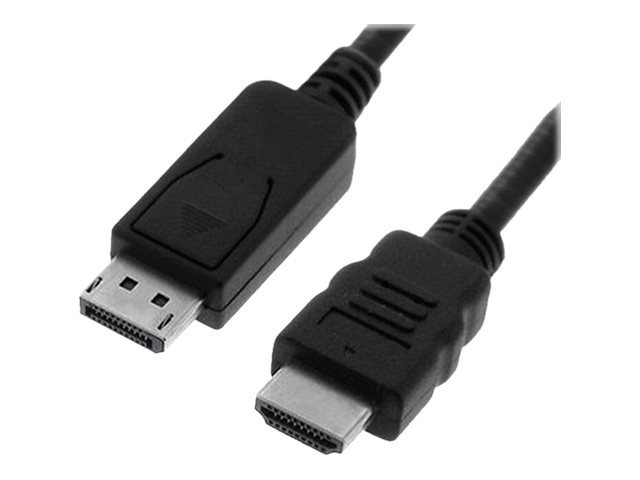 Black DisplayPort to HDMI adapter cable, 2.00 meters long, featuring a sturdy design with clear connectors for reliable video and audio transmission.