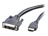 Black 1m DVI to HDMI cable featuring an 18+1-pin connector, shielded design for better signal quality, with a DVI connector on one end and an HDMI connector on the other.