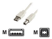 White USB 2.0 cable, 4.5 meters long, featuring a standard USB Type-A connector on one end and a USB Type-B connector on the other, designed for reliable data transfer.