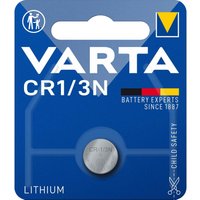 Varta CR1/3N lithium button cell battery in blue blister pack with safety icons and branding.