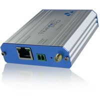 Veracity TIMENET PRO NTP server, silver and blue casing, Ethernet port, green terminal block, coaxial connector.