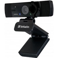 Black Verbatim webcam with 3840x2160 resolution, USB 2.0, adjustable stand, and built-in microphone.