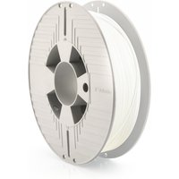 White Verbatim 55510 TPE 3D printing filament on a gray spool with radial grooves and central hole.