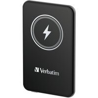 Black Verbatim Charge 'n' Go Magnetic Wireless Power Bank 5000mAh with white lightning bolt symbol and logo.