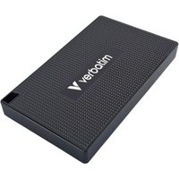 Black Verbatim Metal Mini SSD USB-C 3.2 Gen 2 with textured surface and white logo.