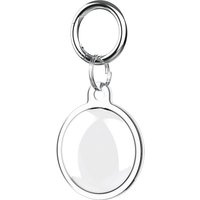 White circular Bluetooth tracker with silver keyring attachment, part of Verbatim My Finder Coin 2 Pack.