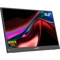Verbatim 15.6" FHD portable monitor with slim black frame, vibrant display, and Full HD 1080p label.