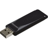 Black Verbatim Slider USB drive, 64 GB, with retractable connector and sleek, compact design.