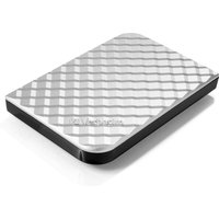 Silver Verbatim Store 'n' Go USB 3.0 hard drive 1TB with textured wave pattern and rounded edges