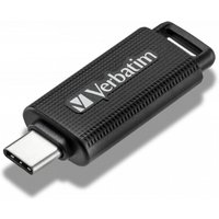 Black Verbatim Store 'n' Go USB flash drive 128 GB, USB Type-C 3.2, with textured grip and Verbatim logo.