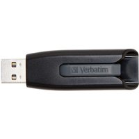 Black Verbatim V3 256 GB USB 3.0 drive with retractable connector and sleek design.