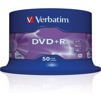 Verbatim VB-DPR47S3A DVD+R 50-pack spindle, purple and blue packaging with white text and logo.