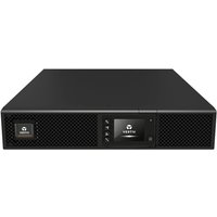 Black Vertiv Liebert GXT5 UPS with LCD display, vented front panel, and sleek rectangular design.