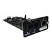 Vertiv Liebert IntelliSlot Unity-DP-Network Card in black, featuring multiple ports, LED indicators, and a sleek design for network connectivity in power management systems.
