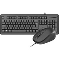 Black VIDA USB keyboard with numeric keypad and black wired mouse, suitable for home or office use.