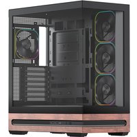 Black VIDA Elegance Tower PC case with glass panels, RGB fans, and copper accents.