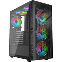 Black VIDA Sirocco V2 PC case with RGB fans, tempered glass side panel, and mesh front.