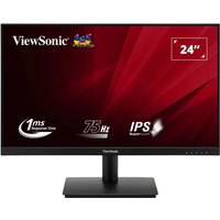 Black Viewsonic VA240-H-2 monitor, 23.8" Full HD LED, thin bezel, with Viewsonic logo and red background on screen.