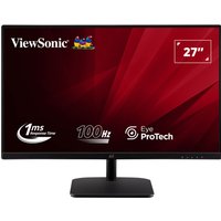 Black Viewsonic 27" Full HD LED monitor with slim bezels, rectangular stand, and brand logo on top left.