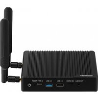 Black Viewsonic VBS200-A AV processor with ribbed top, dual antennas, USB ports, micro SD slot, and audio out.