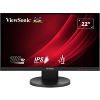 Black Viewsonic VG2208A-HD 22" Full HD LED monitor with thin bezels, round base, and red wave graphic on screen