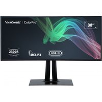Black Viewsonic VP3881A monitor, 38" Quad HD+ LED, slim bezels, curved screen, rectangular stand base