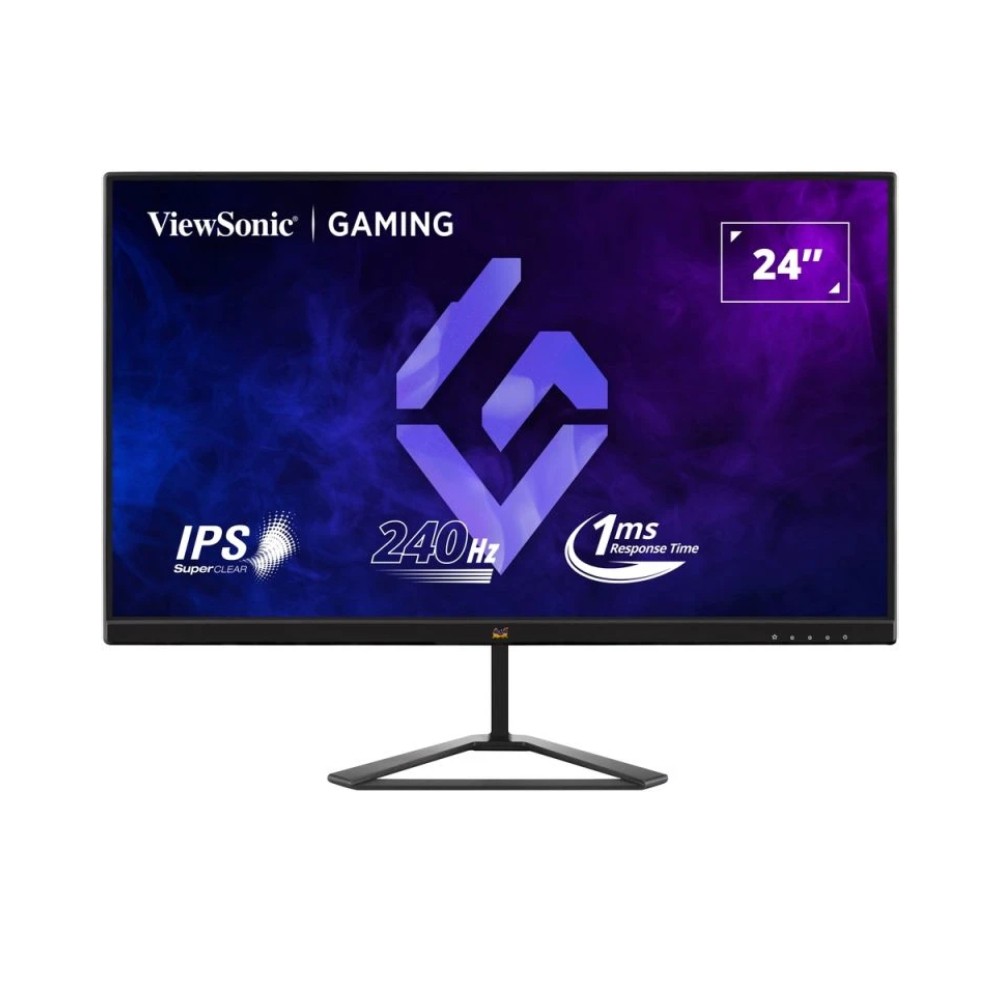 24-inch ViewSonic VX Series gaming monitor with a sleek black design, featuring an IPS display, Full HD resolution, 240Hz refresh rate, and 1ms response time.
