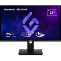Black Viewsonic XG27G1 27" monitor, Full HD LED display, thin bezel, sturdy rectangular stand, gaming graphics on screen.