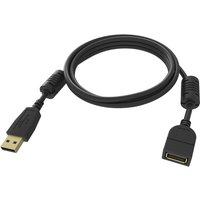 Black Vision USB 2.0 cable, 2 meters, with USB A connectors and ferrite cores at each end.