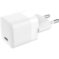 White Vision USB-C charger with EU plug, compact design, 30W power adapter, smooth finish.