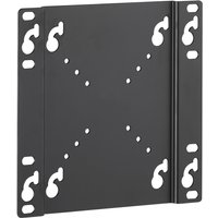 Black Vivanco TV wall mount bracket with multiple screw holes and a flat rectangular design.