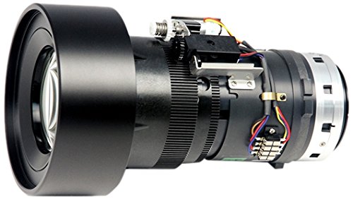 Long zoom lens in black with a cylindrical body, featuring a large front glass element, intricate internal wiring, and adjustable focus mechanism, designed for Vivitek projectors D8800, D8900, D8010.