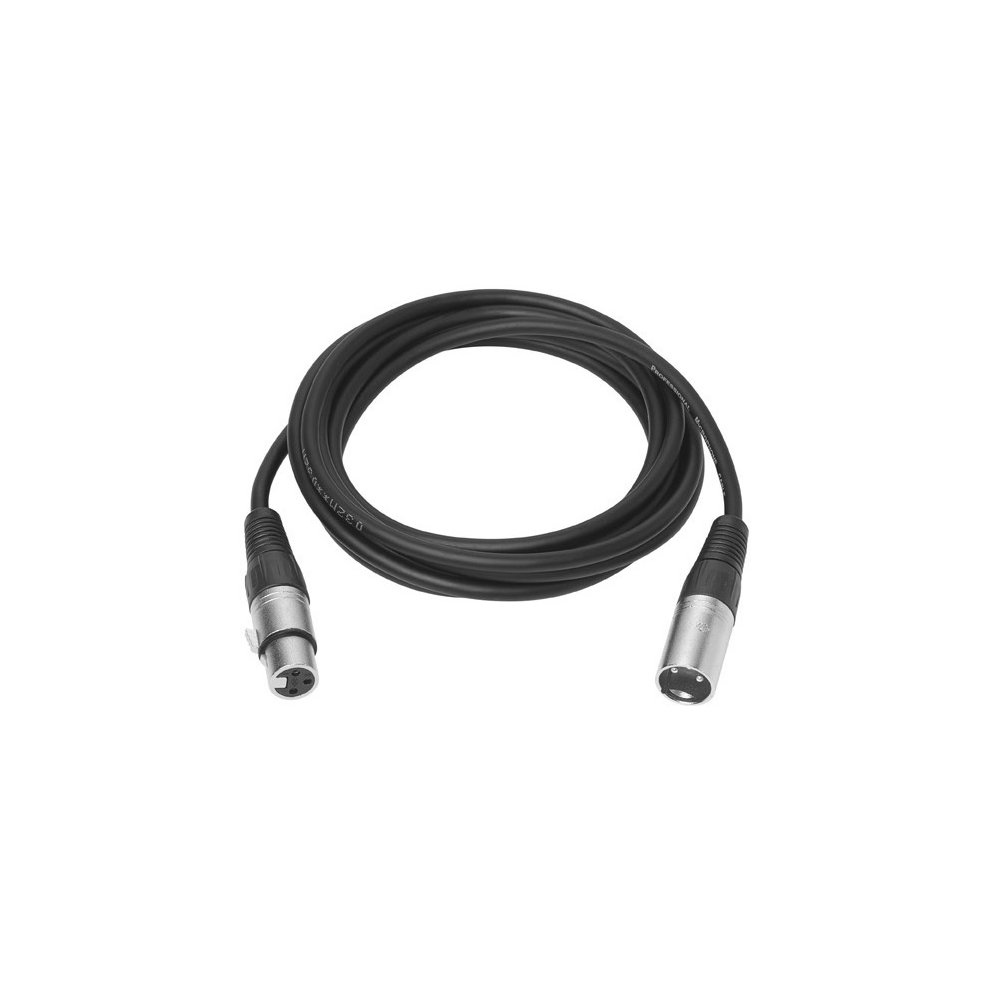 Black 1-meter XLR audio cable with metal connectors on both ends, designed for professional audio applications.