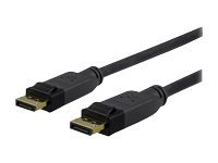 Black 3-meter DisplayPort cable with gold-plated connectors on both ends, featuring a durable design for high-quality video and audio transmission.